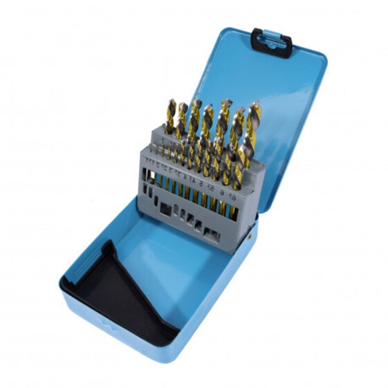 Sada vrtákov do kovu HSS-R 1-10 mm 19 dielov, kovový obal