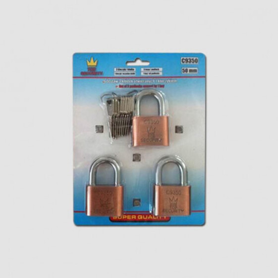 Zámok visiaci 3ks na 1 kľúč 50mm