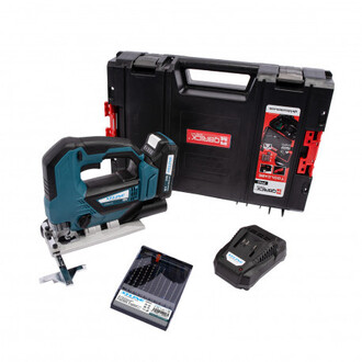 Aku Priamočiara píla 18V bezuhlíková+ baterie 2.0 Ah + nabíjačka 2.4 A + pilové plátky + box